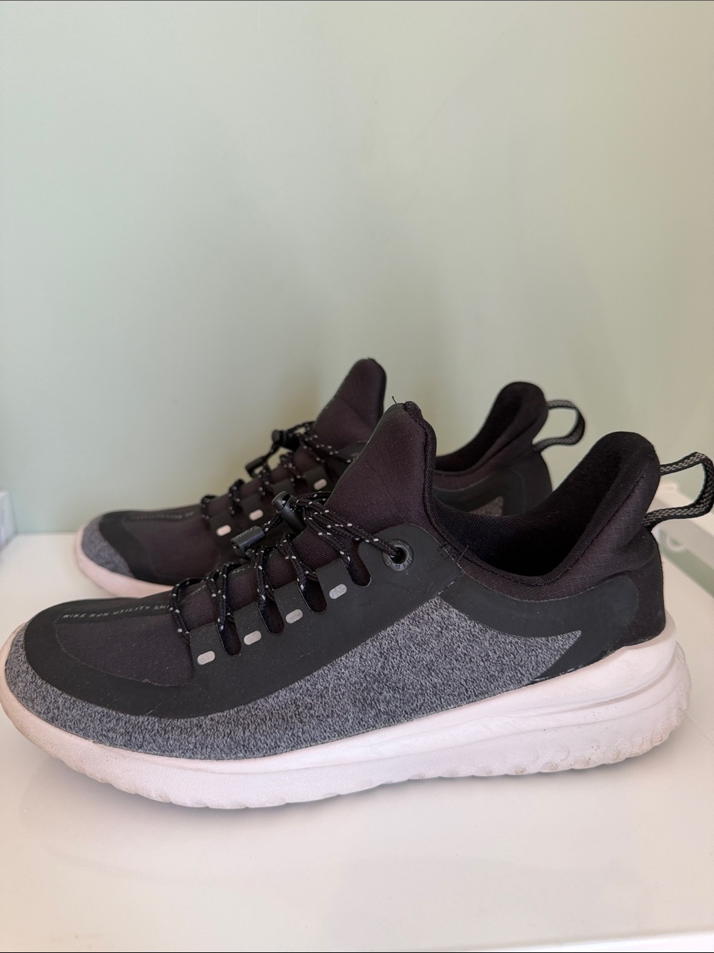 Nike Ladies Gray and Black Knit Sneakers